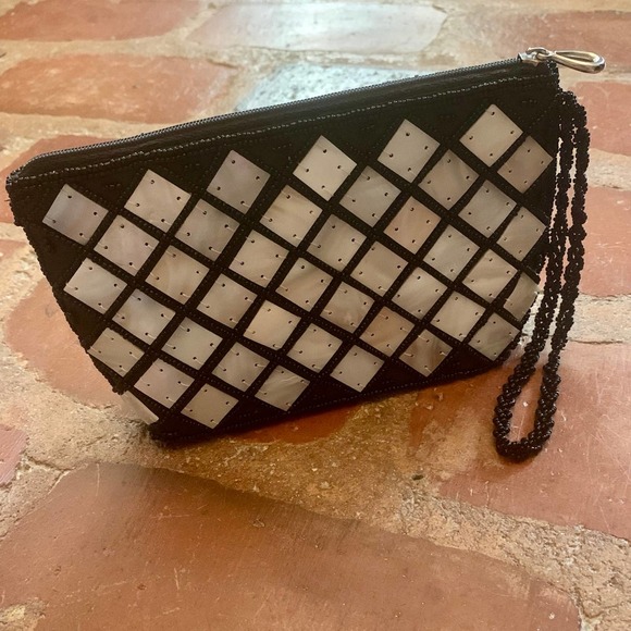 Vintage Mod by design Spun Silk Natural Horn and Seed Bead Wristlet Vietnam - Picture 2 of 7